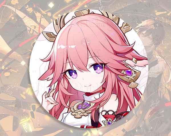 動漫游戲原神周邊馬口鐵徽章胸章，吧唧盤美少女胡桃可莉胸針掛件