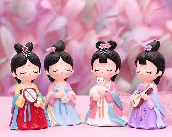 唐小媚古風(fēng)女孩擺件，宮廷仕女文創(chuàng)紀(jì)念品古代人物娃娃玩偶手辦